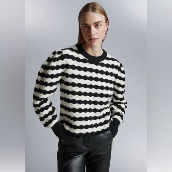 & OTHER STORIES Scalloped Crochet Merino Jumper - Picture 1 of 12